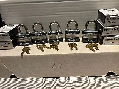 5- Master Lock 1KA Commercial Steel Padlock KEYED ALIKE A326 Free Shipping • $39.99