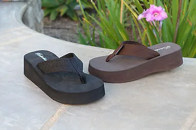 NEW Women's Platform T-Strap Sandals Mid-Wedge Flip Flops Casual- *1068 • $9.99