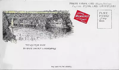 The Milwaukee Road / Wisconsin River / 1898 Private Mailing Postcard / Railroad • $9.99