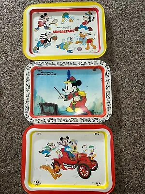 3 Vintage 1980 Walt Disney Mickey Mouse TV Tray W Folding Legs The Band Concert • $55.40