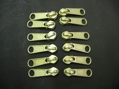 YKK Zipper Slides 5C Non-Locking For Coil Zipper  - 12 Pack - BRASS/Gold - NEW • $8.23