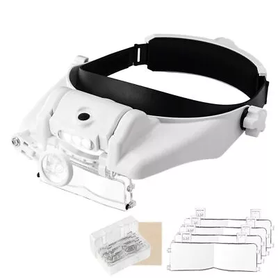 Lighted Head Magnifying Glasses Visor Headset With Light - Headband Magnifier... • $41.49