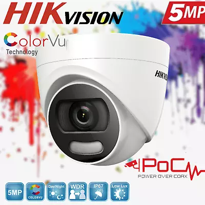 £44.99 • Buy HIKVISION Dome CCTV 5MP PoC ColorVU Outdoor IP67 Camera Home DS-2CE72HFT-E UK