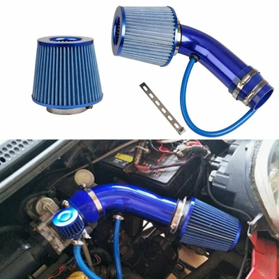 $35.98 • Buy Blue Car Cold Air Intake Filter Induction Kit Pipe Power Flow Hose System & 76mm