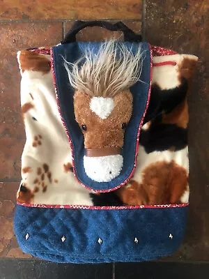 Douglas The Cuddle Toy Horse Kids Backpack Bag Western Plush Animal Print Denim • $18.99