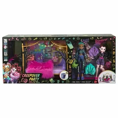 Monster High Creepover Bedroom Playset With Clawdeen Wolf & Draculaura Doll Set • $89.99