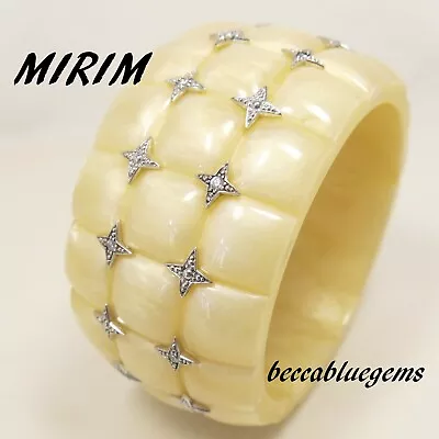 Miriam SALAT MIRIM Bracelet Bangle Buttercream Resin 925 STERLING SILVER $350NWT • $89