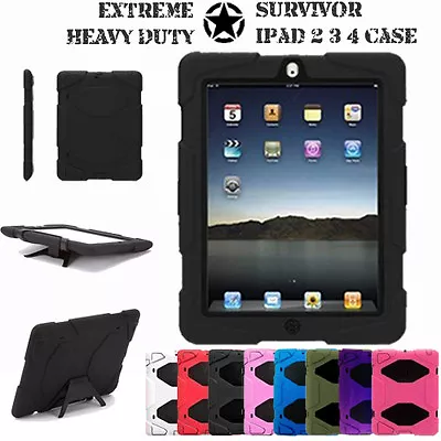 IPad 2 3 4 9.7  Tough Hard Rugged HEAVY DUTY Shock Protective Survival Case • £10.95