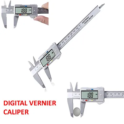 6'' LCD Digital Vernier Caliper Silver Micrometer Measure Tool Gauge Ruler 150mm • £4.29