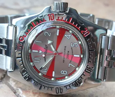 Vostok Amphibian Diver Mechanical Auto Winding Wrist Watch Radio Room 110651 • $114.99