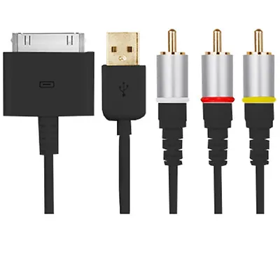New RCA Composite AV Audio Video To TV USB Charger Cable For Apple IPhone IPad • £4.62