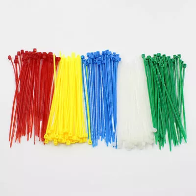 200 PCS 4  Inch Network Cable Cord Wire Tie Strap 15 Lbs Zip Nylon Five Color • $3.98