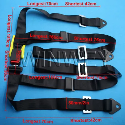Car Vehicle 3 4Point Racing Safety Harness Strap Seat Belt Bolt In Black • £25.94
