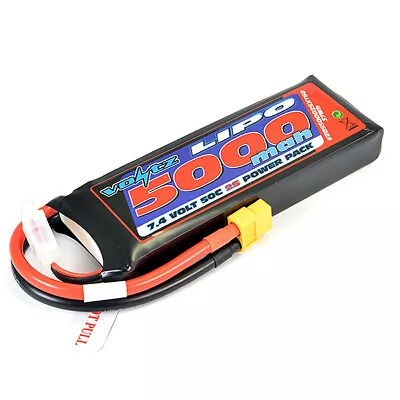 Voltz 5000mAh 2S 7.4V 50C LiPo RC Battery W/XT60 Connector Plug • £30.59