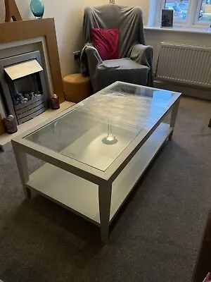 Grey Oak & Veneer Glass Topped Coffee Table New With Flaws • £70