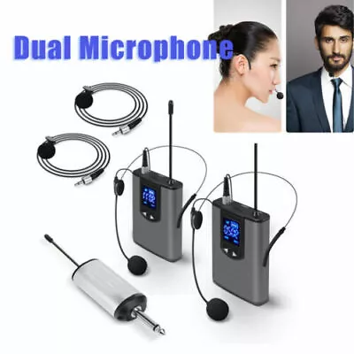 UHF Wireless Microphone Lavalier Lapel Mic Mini Receiver Transmitter Headset Set • £27.79