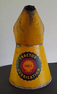 Vintage Shell Oil Tractor Lubrication Half Gallon Oil Pourer Jug Can Advert • £50