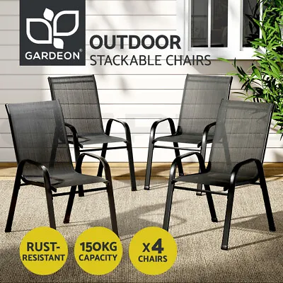 $127.95 • Buy Gardeon 4X Outdoor Stackable Chairs Lounge Chair Bistro Set Patio Furniture