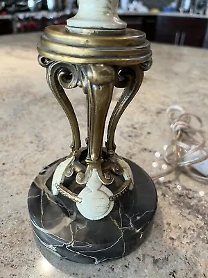 🔥🔥17.5” Art Deco Bronze & Marble Boudoir Table Lamp • $39