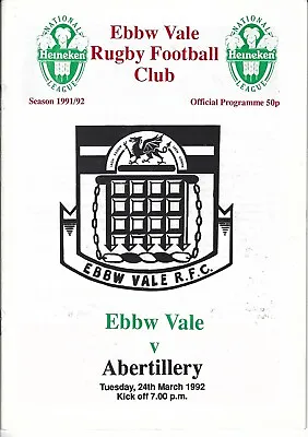 £4.99 • Buy Ebbw Vale v Abertillery 24 Mar 1992 Ebbw Vale RUGBY PROGRAMME