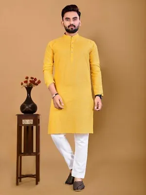 Men's Kurta Pajama Set Indian Traditional Dress For Party Wedding Cultural Wear • $25.99