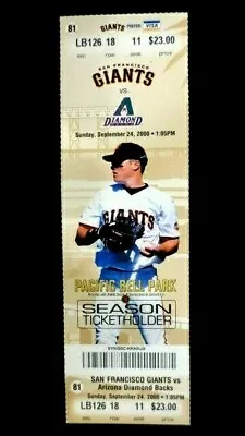 San Francisco Giants Vs Arizona Game #81 Ticket Stub 9/24/00 At Pac Bell Park • $16.81