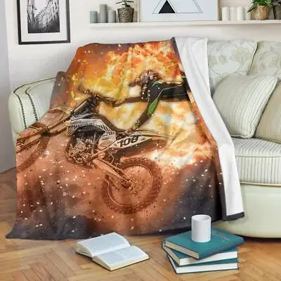 Motocross Blanket Throw Fleece Cozy Couch Sofa Plush Bedding Kid Adult Gift • $44.99