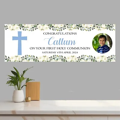 Personalised First Holy Communion Party Banner Baptism Confirmation • £14.99