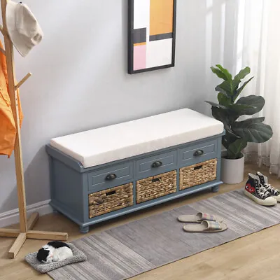42'' Living Room Entry Hallway Console Storage Bench With 3 Drawers Baskets  • $369.99