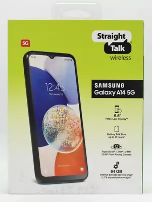 Straight Talk Samsung Galaxy A14 5G 64GB Black S146VL Smartphone • $31