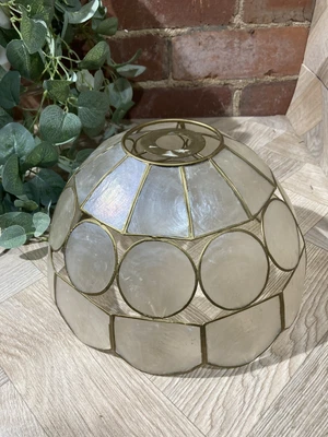 Vintage Capiz Shell Light Lamp Shade Lighting 70's Interior Retro • £18