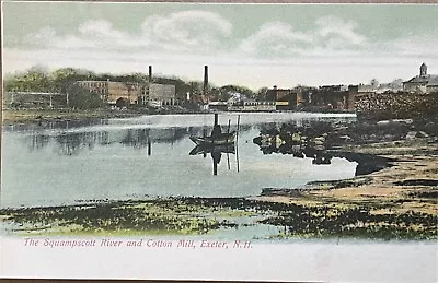 Exeter NH Boat On Squampscott River Cotton Mill New Hampshire Postcard C1900 • $15.81