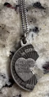 Vintage Mizpah Pewter Coin Half 18” Chain • $10