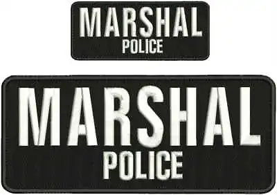  Marshal POLICE  Embroidery Patches 4x10 And 2x5 Hook White Lettering • $15.99
