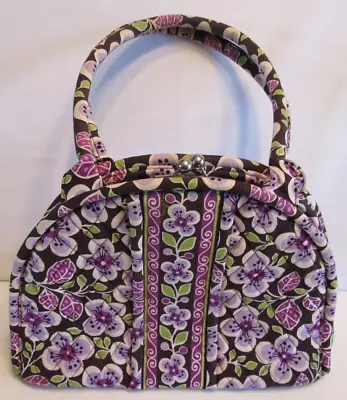 Vera Bradley Kiss Lock Plum Petals Eloise Double Handle Clam Shell Purse/Handbag • $24