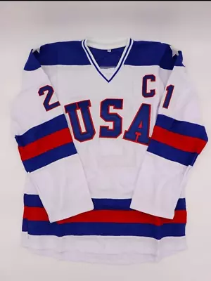 1980 USA Hockey Sewn Mike Eruzione #21 Hockey Jersey White Medium New • $39.99