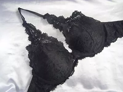 La Senza 34D Black Underwired Push Halterneck Bra • £2.50