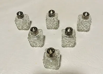 Vintage Mid Century I W Rice Hand Cut Glass Salt Pepper Shakers 1” Set Of Six • $39.99
