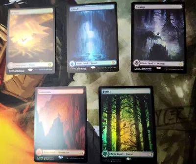 MTG Foil Full Art Basic Land Set (NM) Judge Promo • $275