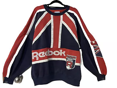 Vintage 70S Rare Reebok British Uk Flag Patchwork Sweatshirt Oversized • $195