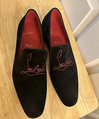 New Christian Louboutin Men Dandelion Black Suede Loafers Shoes 10 (43) • $600