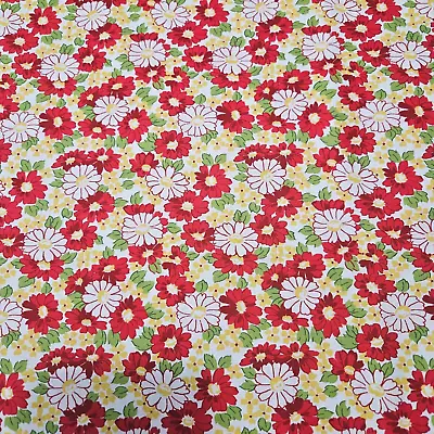 Beach Baby BTY 1930's Retro Vintage Feedsack Red White Yellow Green Floral • $7.99