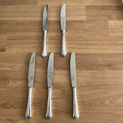 Vtg Lot Of 5 WMF  90 Friodur Inox And NICHT ROSTEND Silver Plate Dinner KNIVES • $55.53