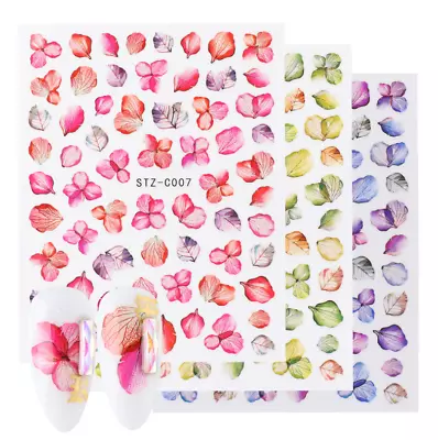 3D Nail Stickers Watercolor Dried Flowers Maple Leaf Rose Butterfly Bee NS37 • $2.79