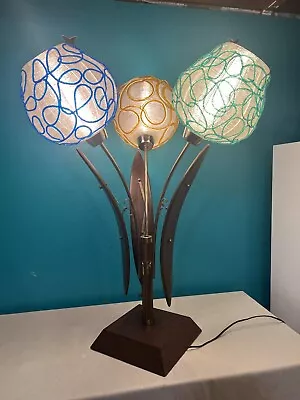 Vintage Mid Century Modern 3-Globe Spaghetti Table Lucite Lamp • $699