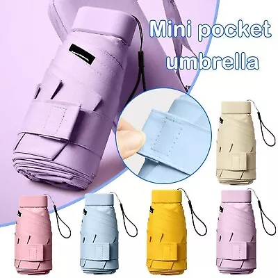 Mini Pocket Umbrella Anti-UV Sun/Rain Windproof 6 Folding Ultra Light Umbrella • $23.99