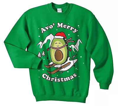 Avo' Merry Christmas Sweater Jumper Sweatshirt Funny Ugly Avocado Yourself A • $29.87