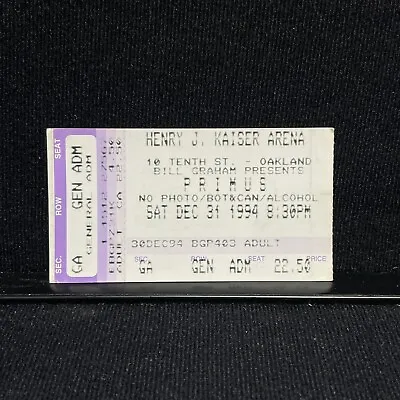 Primus Helmet Porch Henry J Kaiser Arena Concert Ticket Stub Vintage 1994 • $4.99