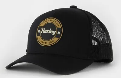 HURLEY Offshore Men’s Trucker Hat • Black • Adjustable Fit NEW • $21.95