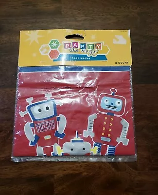 ROBOT Party Favor Bags (8) ~ Birthday Supplies Treat Loot Goody Goodie Sacks NEW • $4